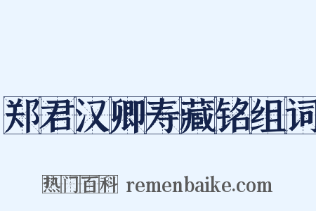 郑君汉卿寿藏铭组词是什么意思的图片